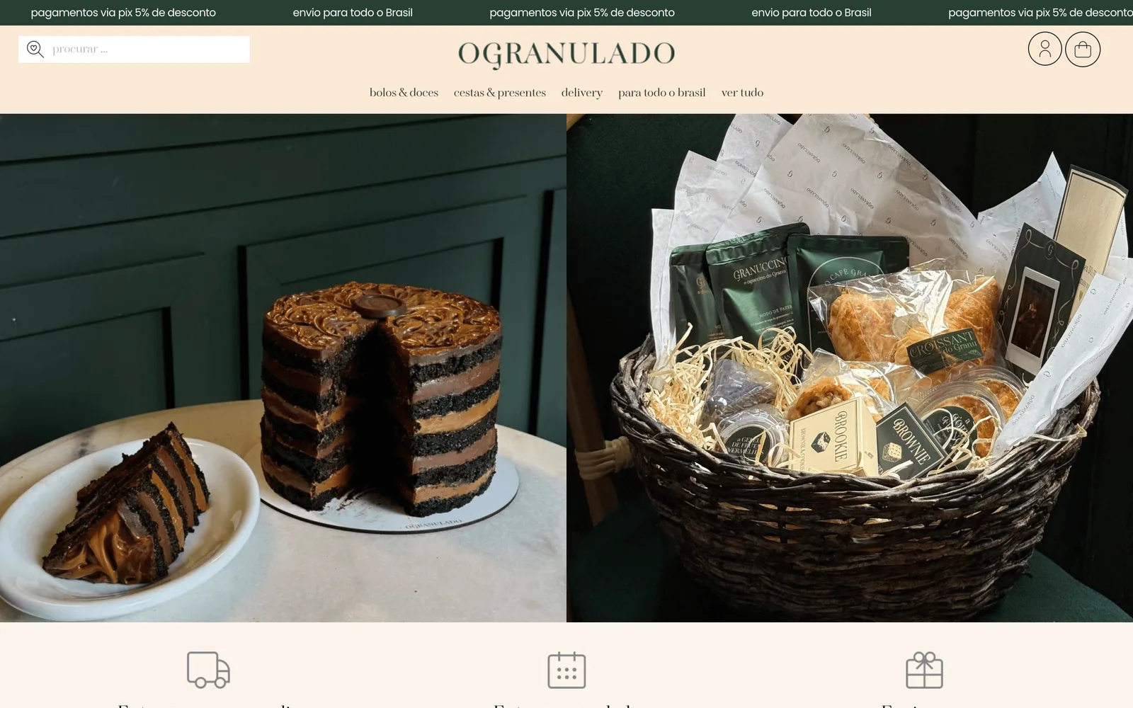 Captura da loja Ogranulado, projeto Shopify presente no portfólio Chesslab